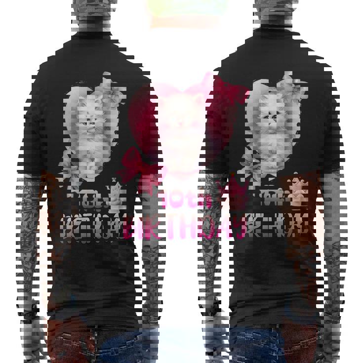 10歳の誕生日 ピンク かわいい 猫 メンズTシャツ バックプリント