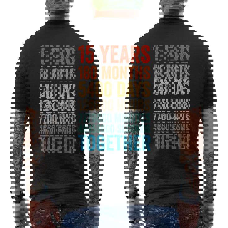15年目の記念日 彼 彼女 カップル 15回目の結婚 メンズTシャツ バックプリント