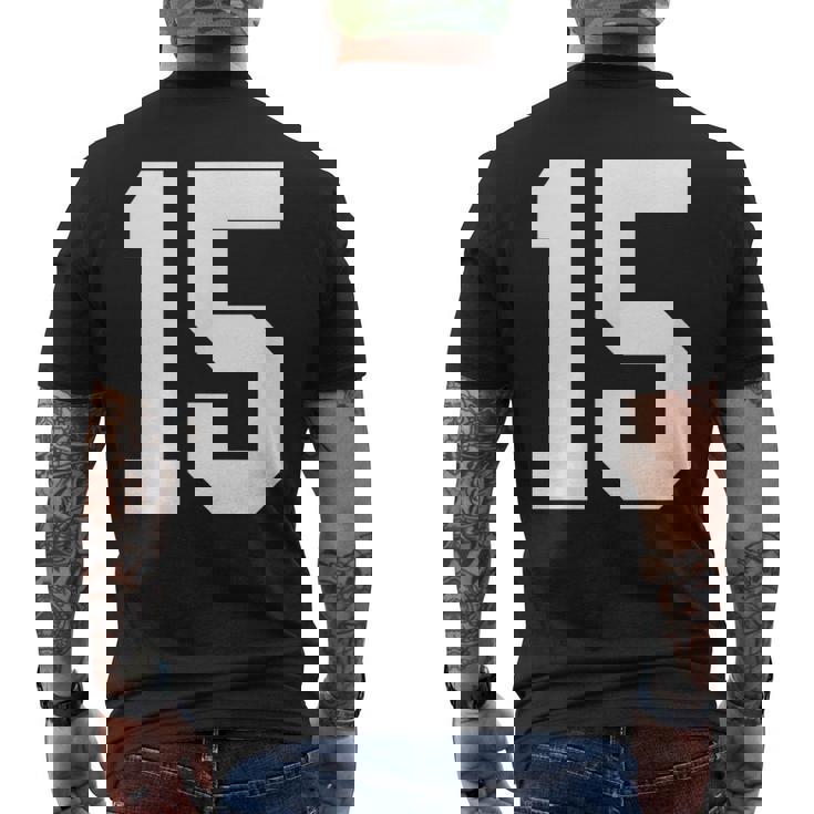 15番のカレッジスポーツスタイル。ホワイト。 メンズTシャツ バックプリント