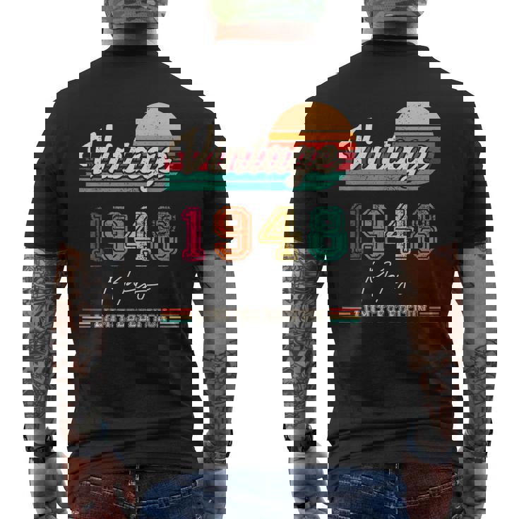 1948年5月生まれ ヴィンテージ ハッピーバースデー 76歳 メンズTシャツ バックプリント