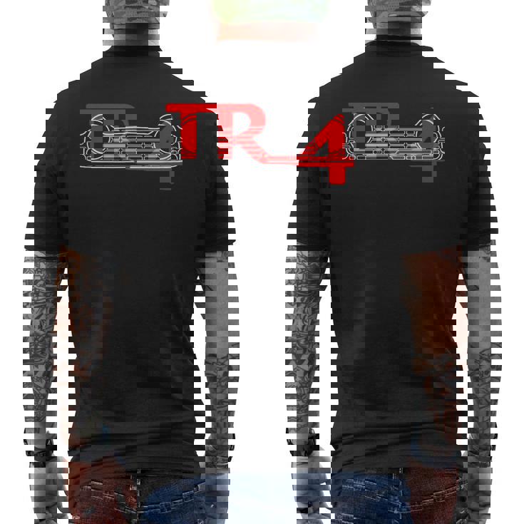 1960年代トライアンフ Tr4クラシック英国カーグリルとエンブレム。 メンズTシャツ バックプリント