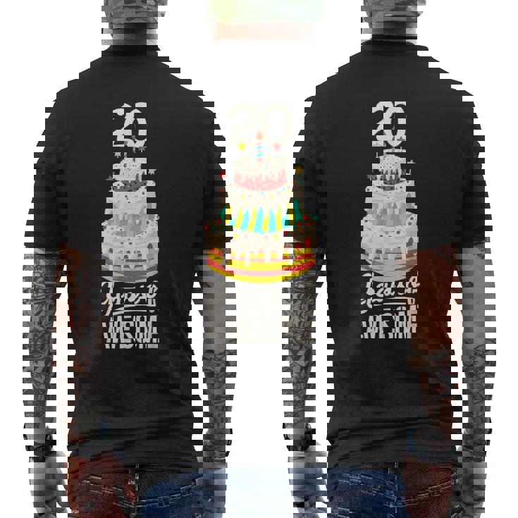 20 Years Of Awesome 20歳の誕生日ケーキ 大人用 メンズTシャツ バックプリント