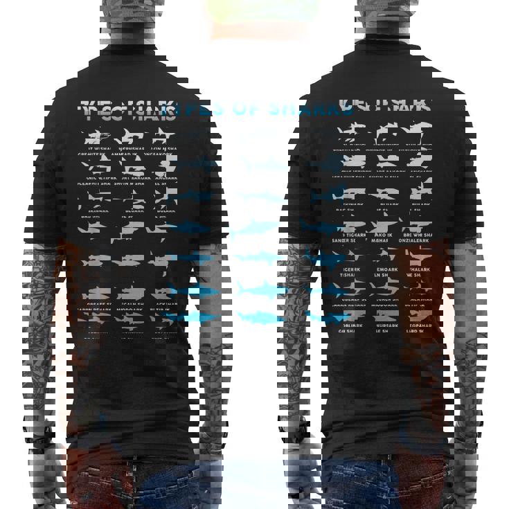 21種類のサメの海洋生物学者シャークtシャツ シャークtシャツ メンズTシャツ バックプリント