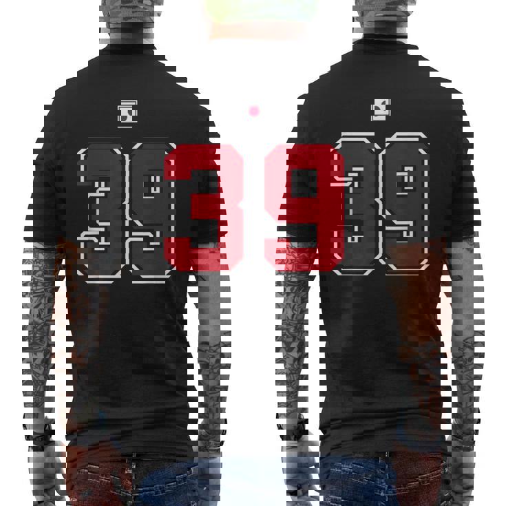 39 ナンバー カレッジスタイル ヴィンテージ 赤 白 日本国旗 メンズTシャツ バックプリント