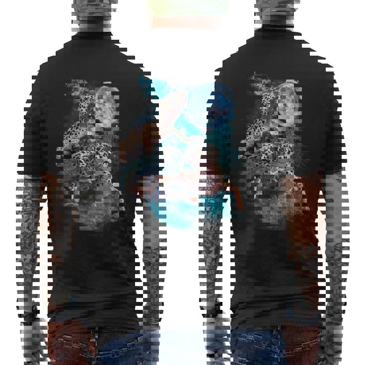 3ムーンヤモリ面白い爬虫類ヒョウトカゲヤモリアートノベルティ メンズTシャツ バックプリント