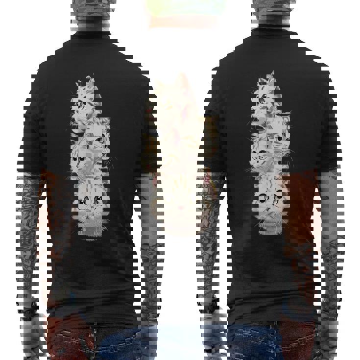 4 匹のかわいい猫 猫愛好家に最適 メンズTシャツ バックプリント