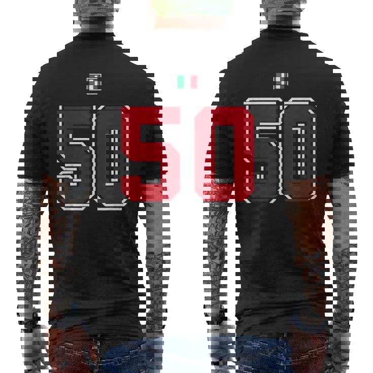 50 ナンバー カレッジスタイル ヴィンテージ 赤 白 イタリア国旗 メンズTシャツ バックプリント