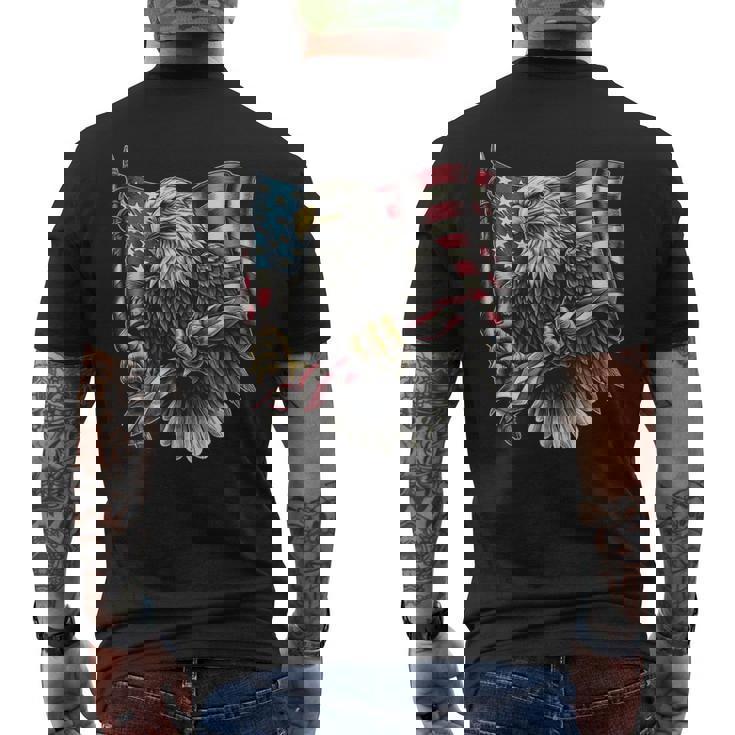 7 月 4 日アメリカ国旗白頭鷲グラフィック アート デザイン メンズTシャツ バックプリント