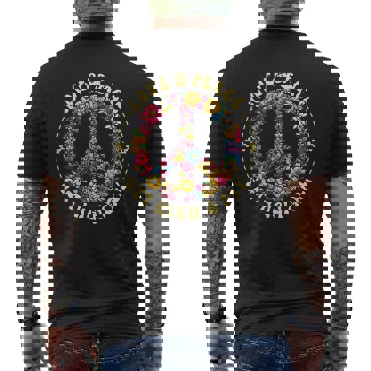 70年代フラワーパワー・ラブピース・ヒッピー衣装 メンズTシャツ バックプリント