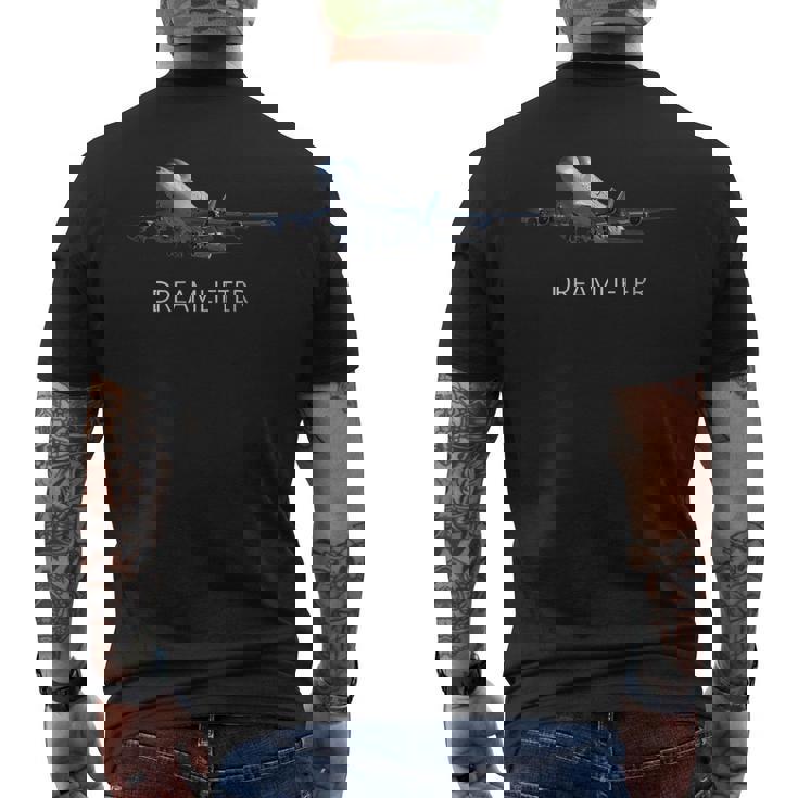 747-400Lcfドリームリフターヒストリカル飛行機 メンズTシャツ バックプリント