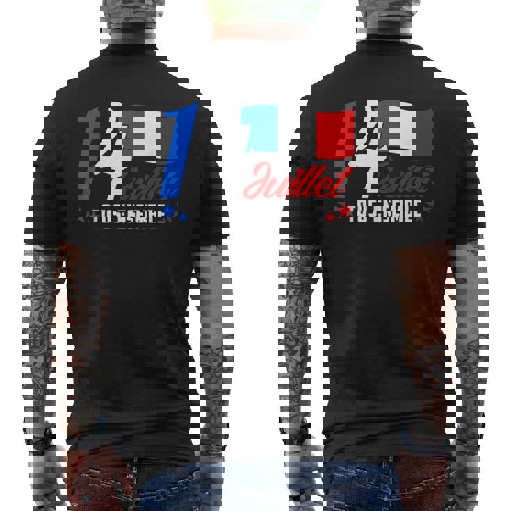 7月14日 全国共和党 フランス トリコロール メンズTシャツ バックプリント