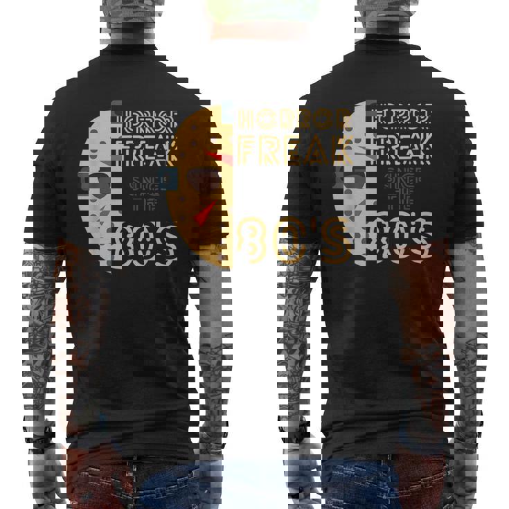 80年代以降のホラーフリーク、80年代スラッシャー映画 メンズTシャツ バックプリント