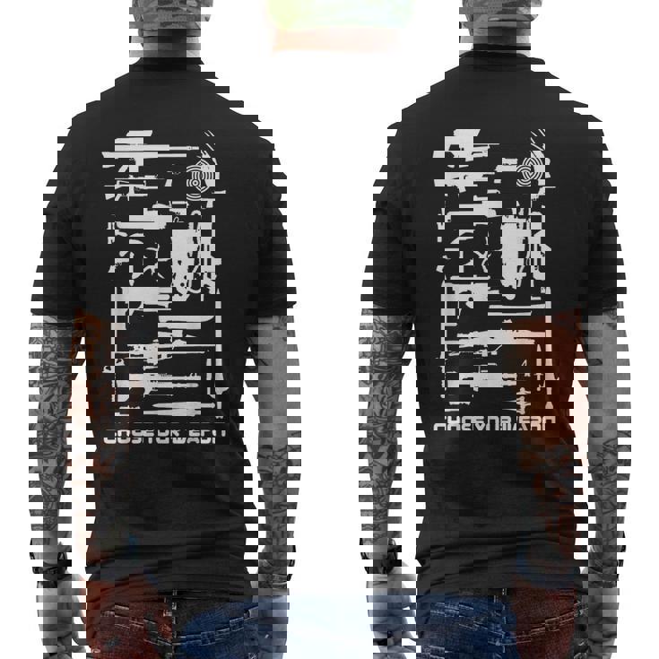 80年代映画 武器 サイエンスフィクションとホラーを選択 メンズTシャツ バックプリント