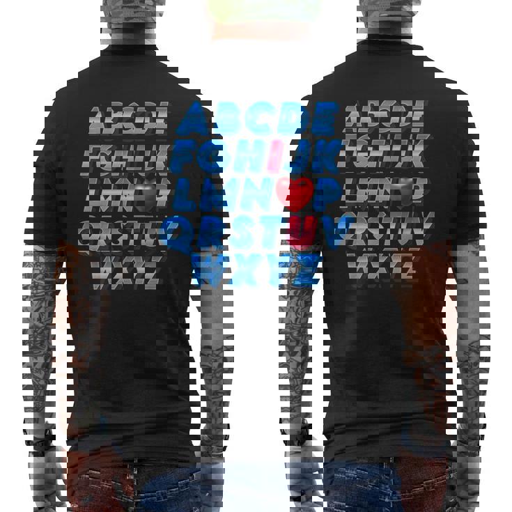 Abc アルファベット I Love You 英語 先生 バレンタインデー メンズTシャツ バックプリント