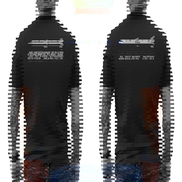 Aim-120 Amraam 空対空ミサイルの図 メンズTシャツ バックプリント