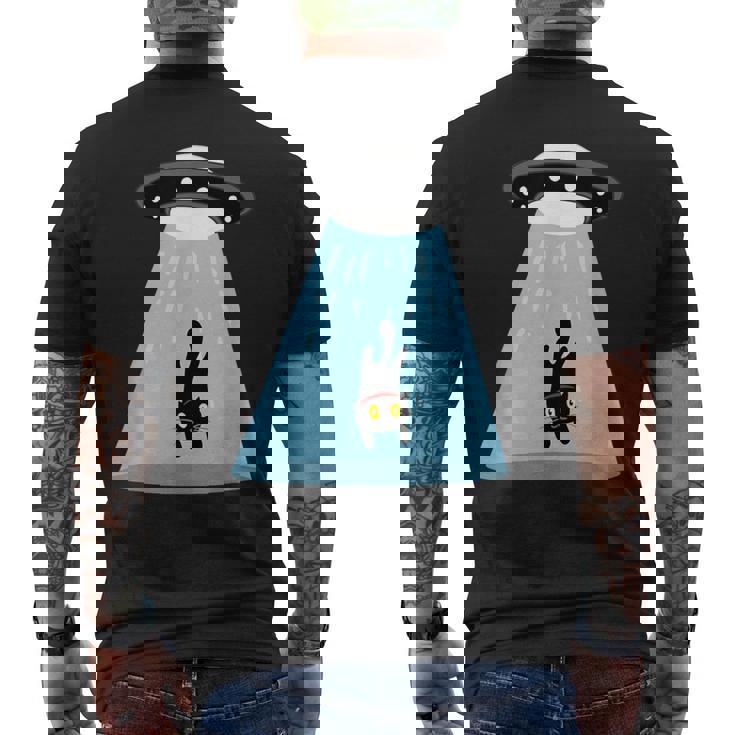 Alien Cat Abduction Ufo Cat Alien Abduction メンズTシャツ バックプリント