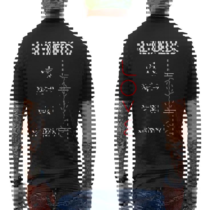 All You Need Is Love 面白くてかわいい数学方程式 メンズTシャツ バックプリント