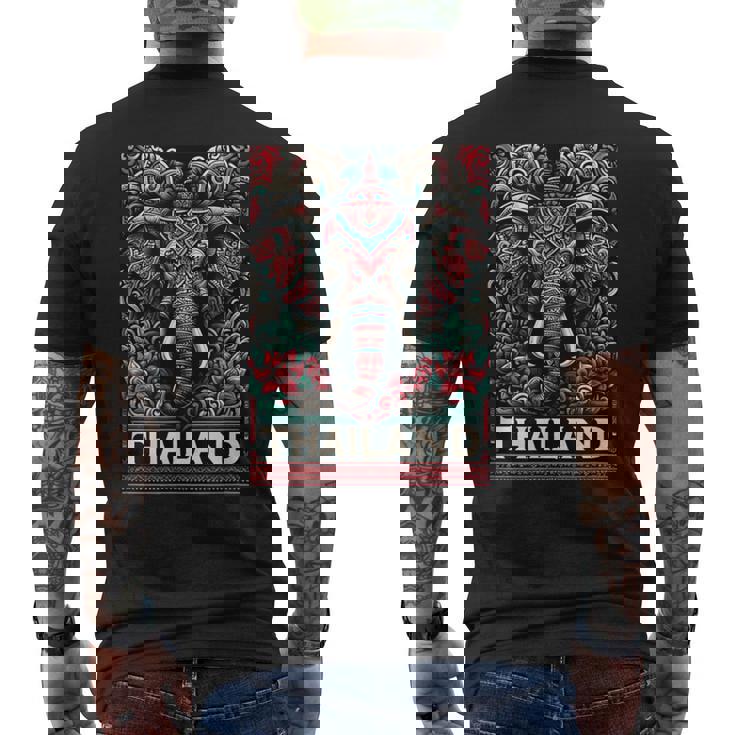 Amezing タイチャン 美しい象 タイ柄 メンズTシャツ バックプリント