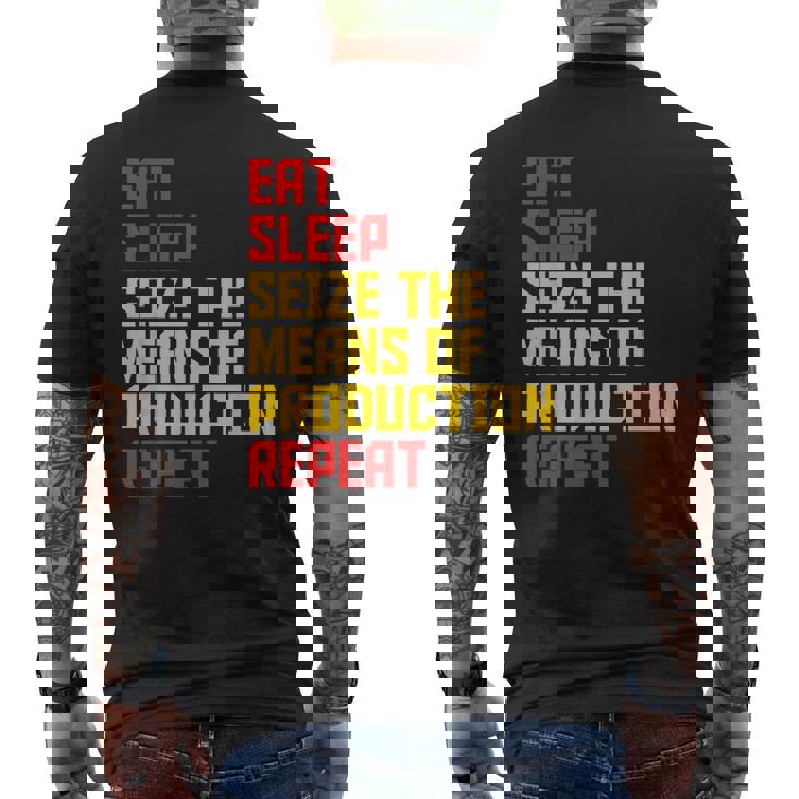 Aprovechar Los Medios De Producción Comer Dormir Repita Comunista Camiseta Hombre Estampado Espalda