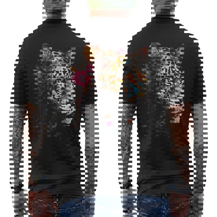 Arte De Flores De Leopardo Leopardo Animal Camiseta Hombre Estampado Espalda
