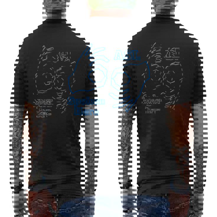Asl アメリカ手話 Aslpoken Hear メンズTシャツ バックプリント