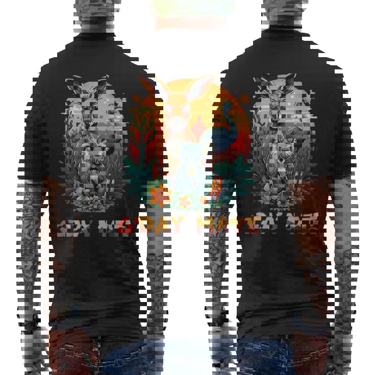 Australia G'day Mate And Aussie Animals Kangaroo Koala Emu メンズTシャツ バックプリント