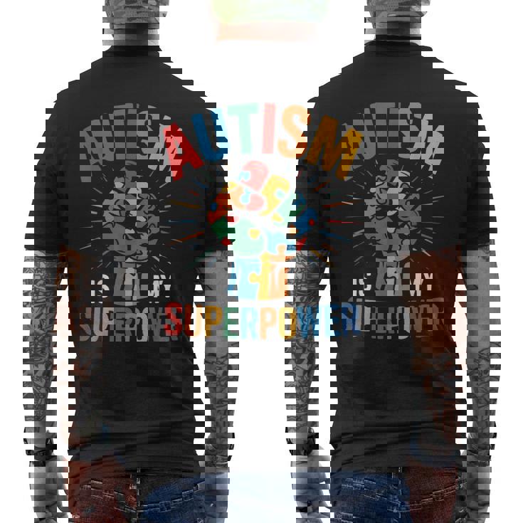 Autism Is Myuperpower 自閉症啓発パズル プライド メンズTシャツ バックプリント