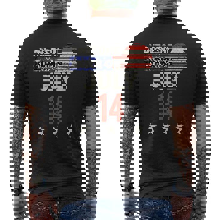 Awesome 7月14日 ヴィンテージ アメリカ国旗 クラシック 7月14日 メンズTシャツ バックプリント