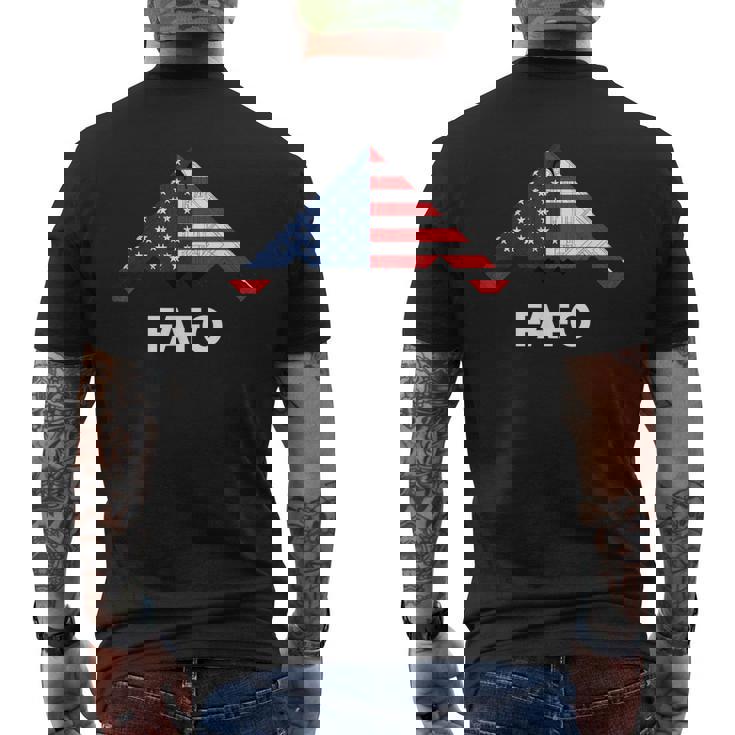 B-2 Bomber Military Stealth Airplane American Flag Men's T-shirt Back Print