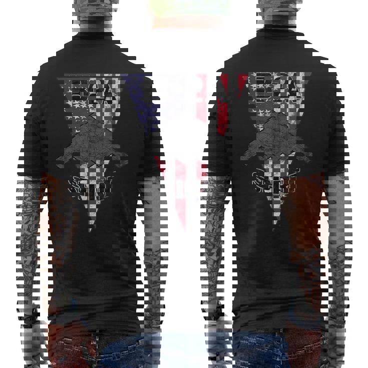 B-2 スピリット ステルス 飛行機 愛国心 飛行機 ビンテージ メンズTシャツ バックプリント