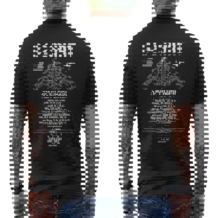 B-2Pirittealth Bomberpecs ミリタリーエアクラフトb2 メンズTシャツ バックプリント