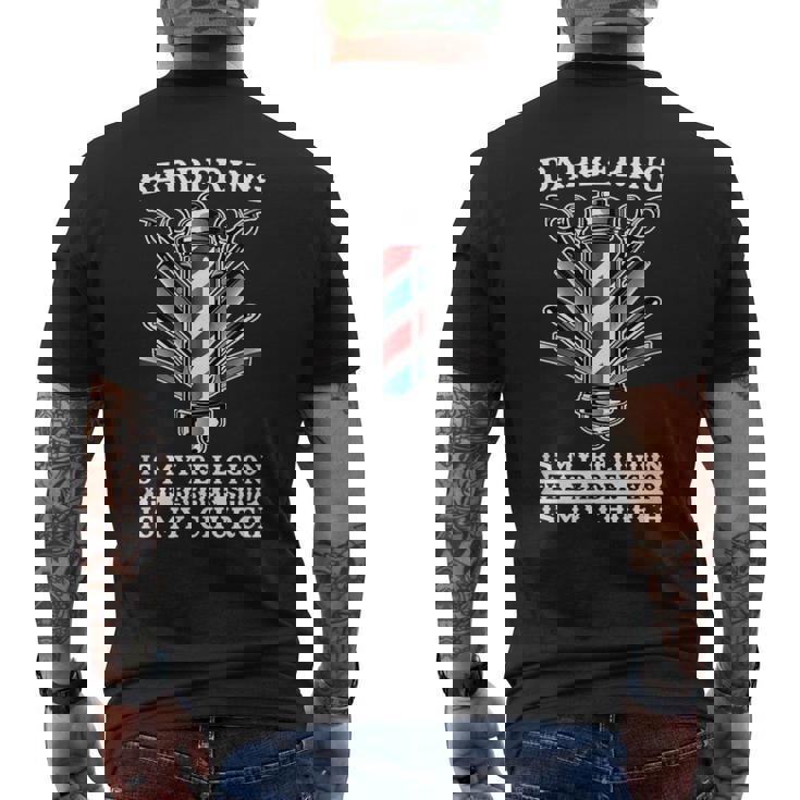 Barber ヘアドレッサー ヘアスタイリスト バーバーショップ バーバー メンズTシャツ バックプリント