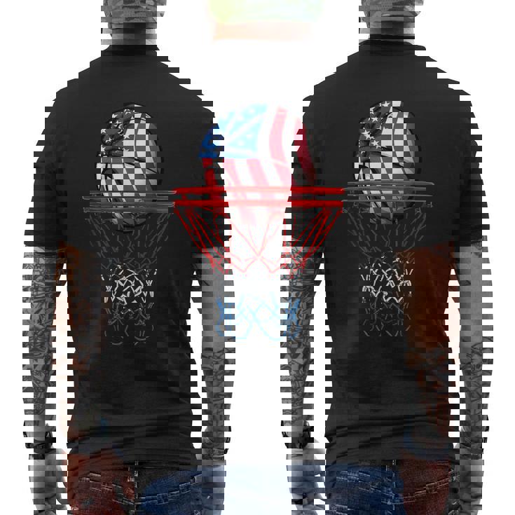 Basketball American Patriotic 4Th Of July Us Flag Boys Men's T-shirt Back Print