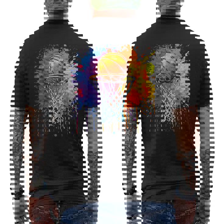 Basketball Colorful Drip Graphic Men's T-shirt Back Print