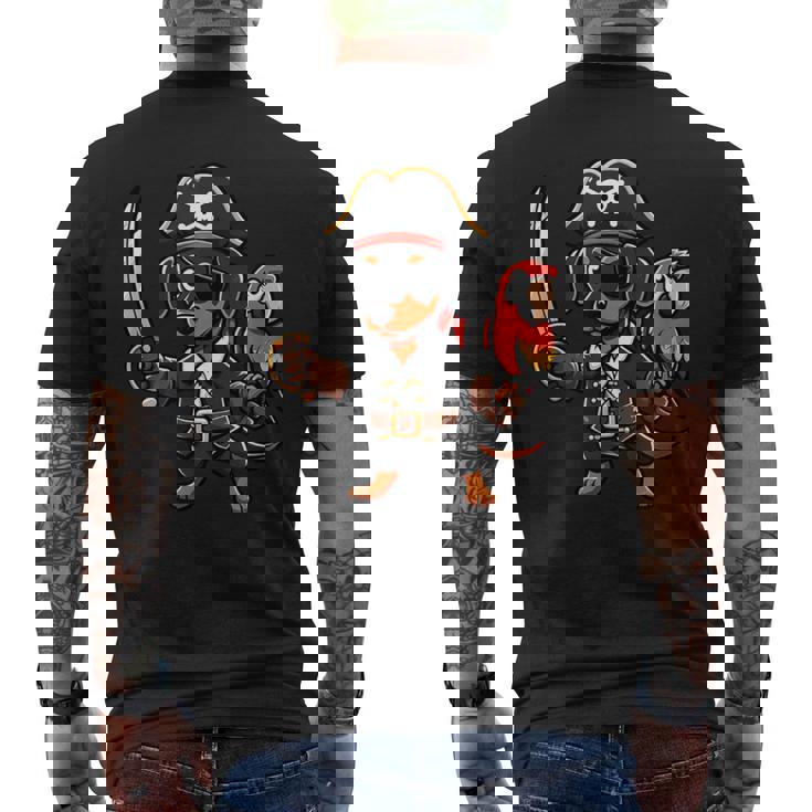 Bassotto Pirata Divertente Cane Capitano T-shirt da uomo con stampa posteriore