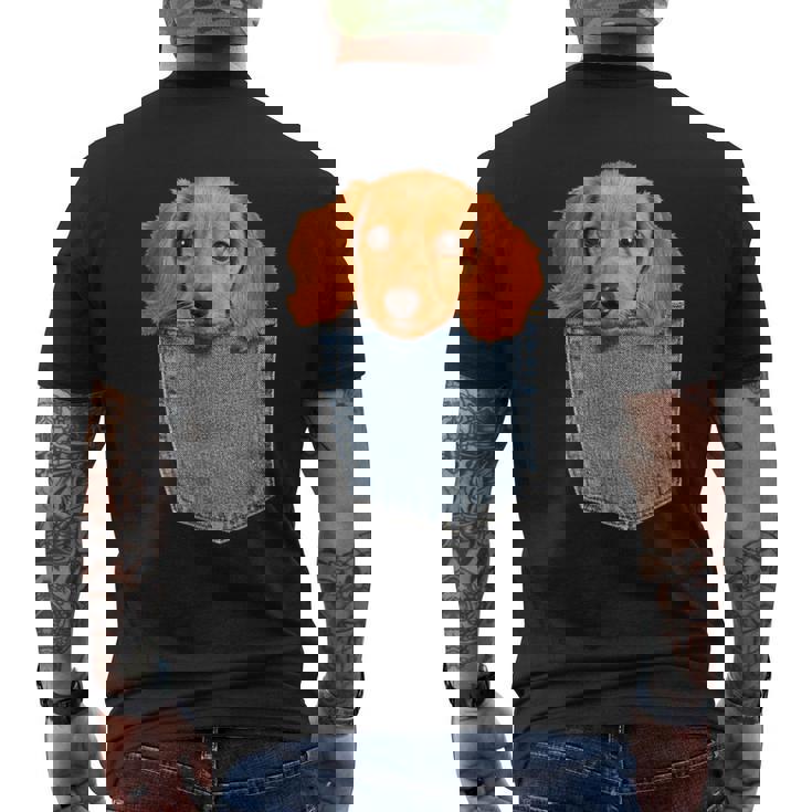 Beagle In My Pocket シャツ かわいい子犬 ダックスフンド ドッグシャツ メンズTシャツ バックプリント