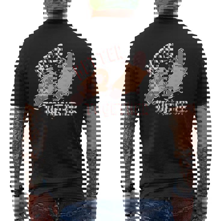 Better Together バレンタインデー カモノハシ カップル ラブ ハッピー メンズTシャツ バックプリント