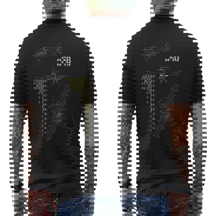 Bf109 ドイツ第二次世界大戦 戦闘機 メンズTシャツ バックプリント