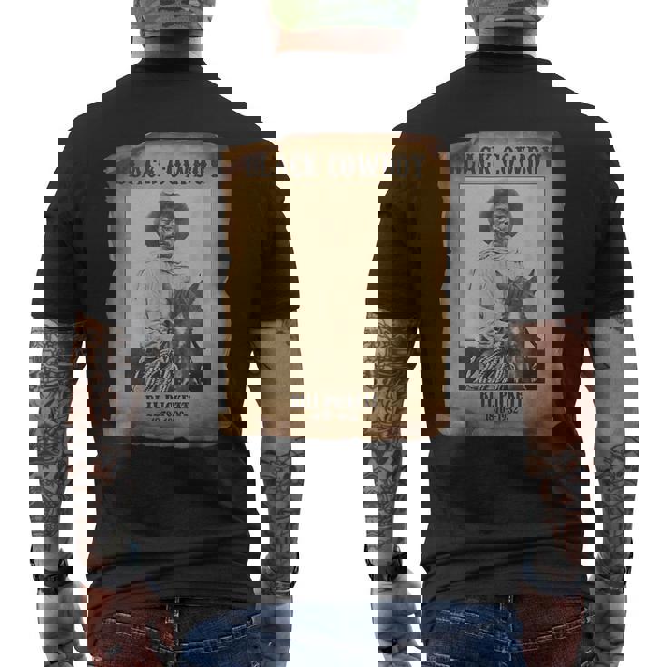 Black Cowboy Bill Pickett Western Rodeo Melanin History Men's T-shirt Back Print