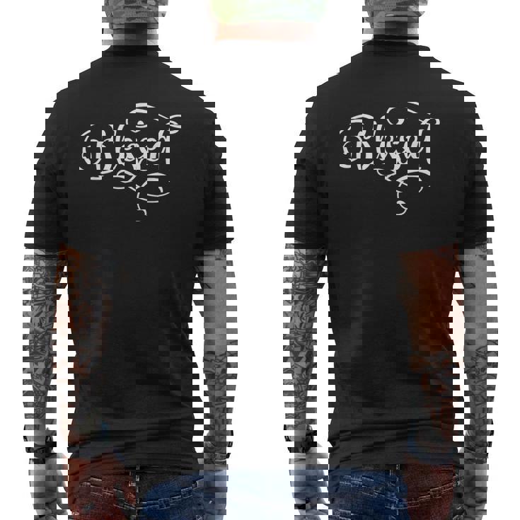 Blessed ファンシースクリプト クリスチャン 宗教 神 イエス メンズTシャツ バックプリント