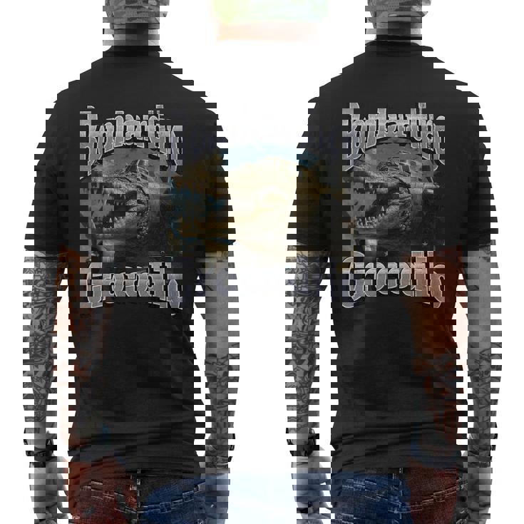 Bombadiro Crocodilo 面白いイタリアンブレインロットミームグラフィック メンズTシャツ バックプリント