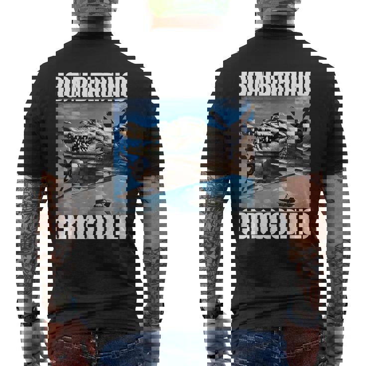 Bombardino Crocodilo イタリアンブレインロットミーム メンズTシャツ バックプリント