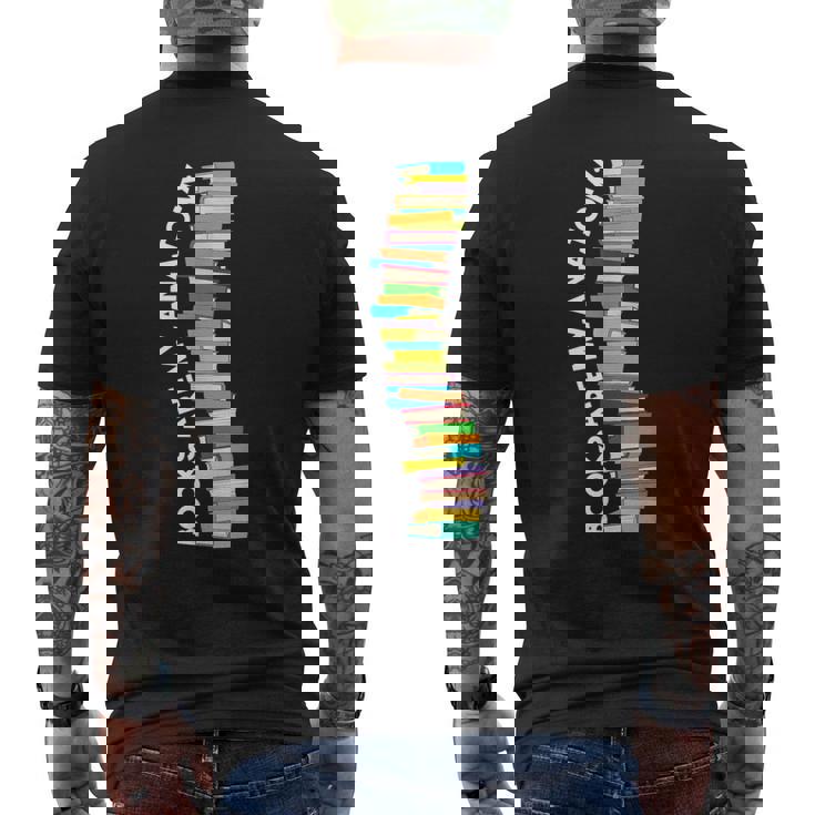 Books Are My Anatomy 背骨ブックワーム 読書 メンズTシャツ バックプリント