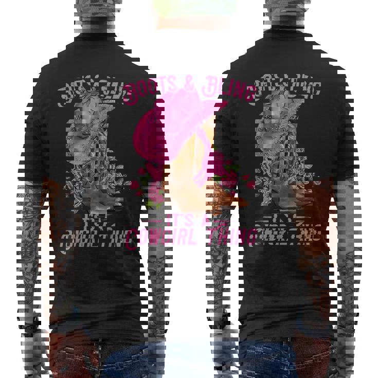 Boots And Bling It's A Cowgirl Thing Western Rodeo Cowgirl Men's T-shirt Back Print