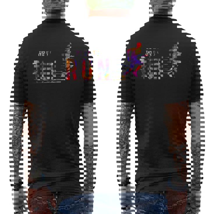 Born To Run マラソンランナー スポーツ カラフルtシャツ メンズTシャツ バックプリント