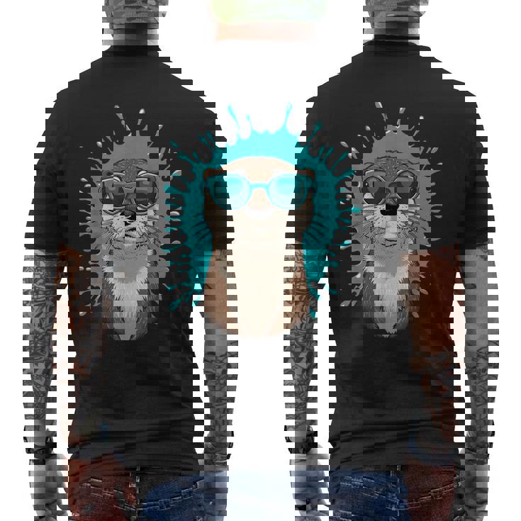 Chill Otteribes 面白いカワウソサングラスデザイン メンズTシャツ バックプリント