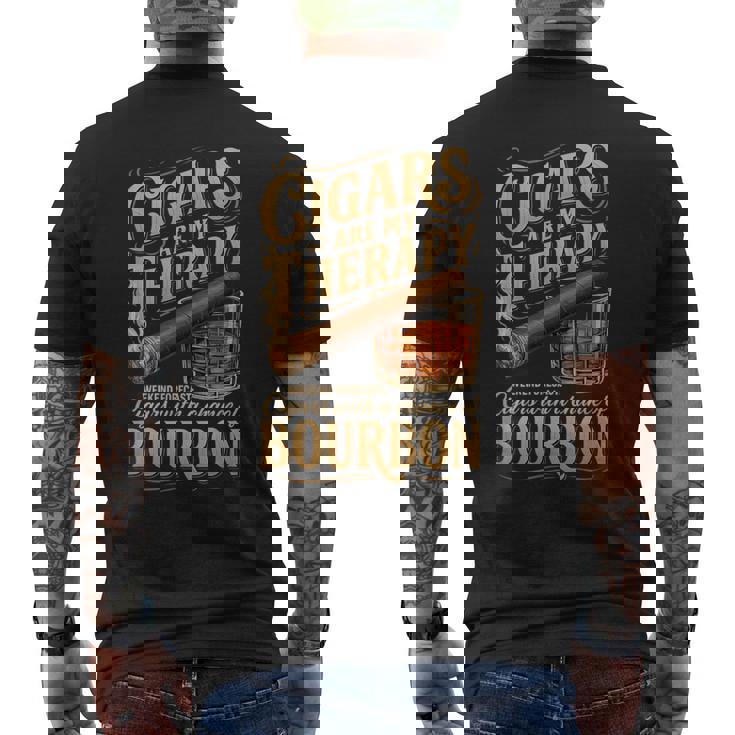 Cigars Are My Therapy Weekend Forecast Bourbonアパレル メンズTシャツ バックプリント