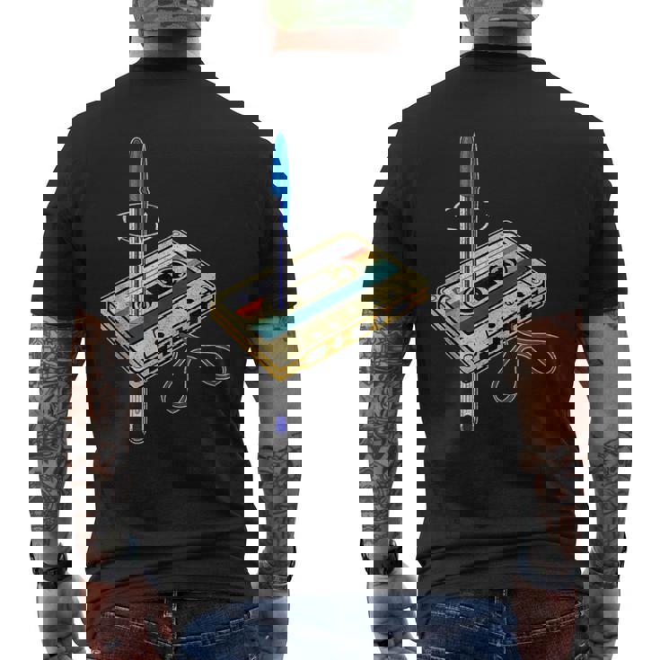 Cinta Cassetteintage Y Bolígrafo Friki Divertido Años 80 In Mangas Camiseta Hombre Estampado Espalda