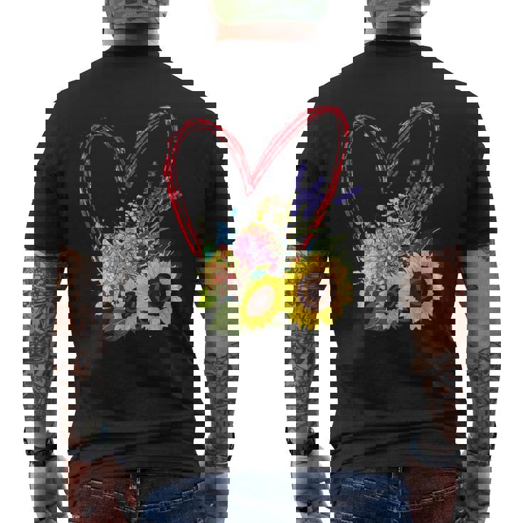 Conception De Fleurs D'été Tournesols Lavande Hortensia T-shirt imprimé au dos