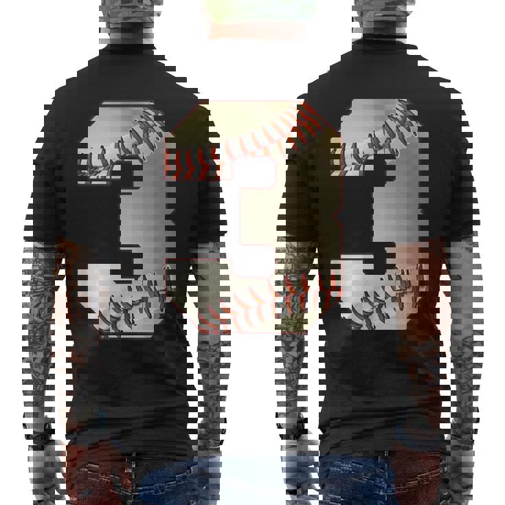 Cool 3 3番 数字 バースデーパーティー 3番目 野球 誕生日 メンズTシャツ バックプリント